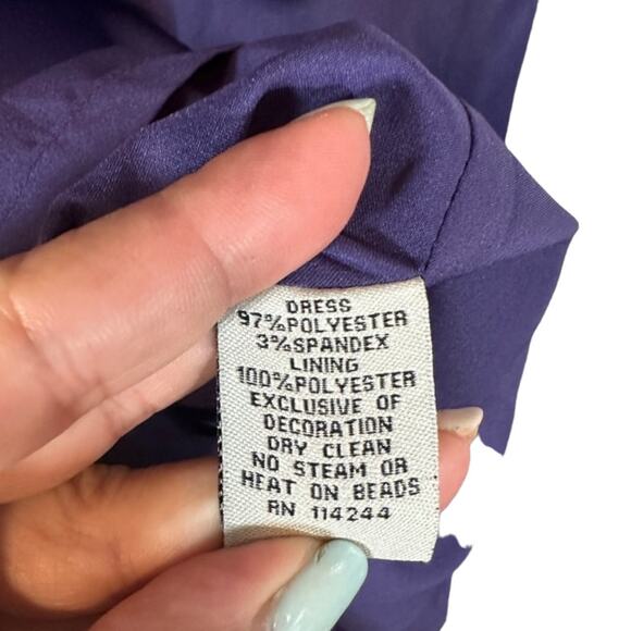 Eliza J Purple Satin One Shoulder Rhinestone Waist Cocktail Dress Women Sz 8 - Picture 11 of 11